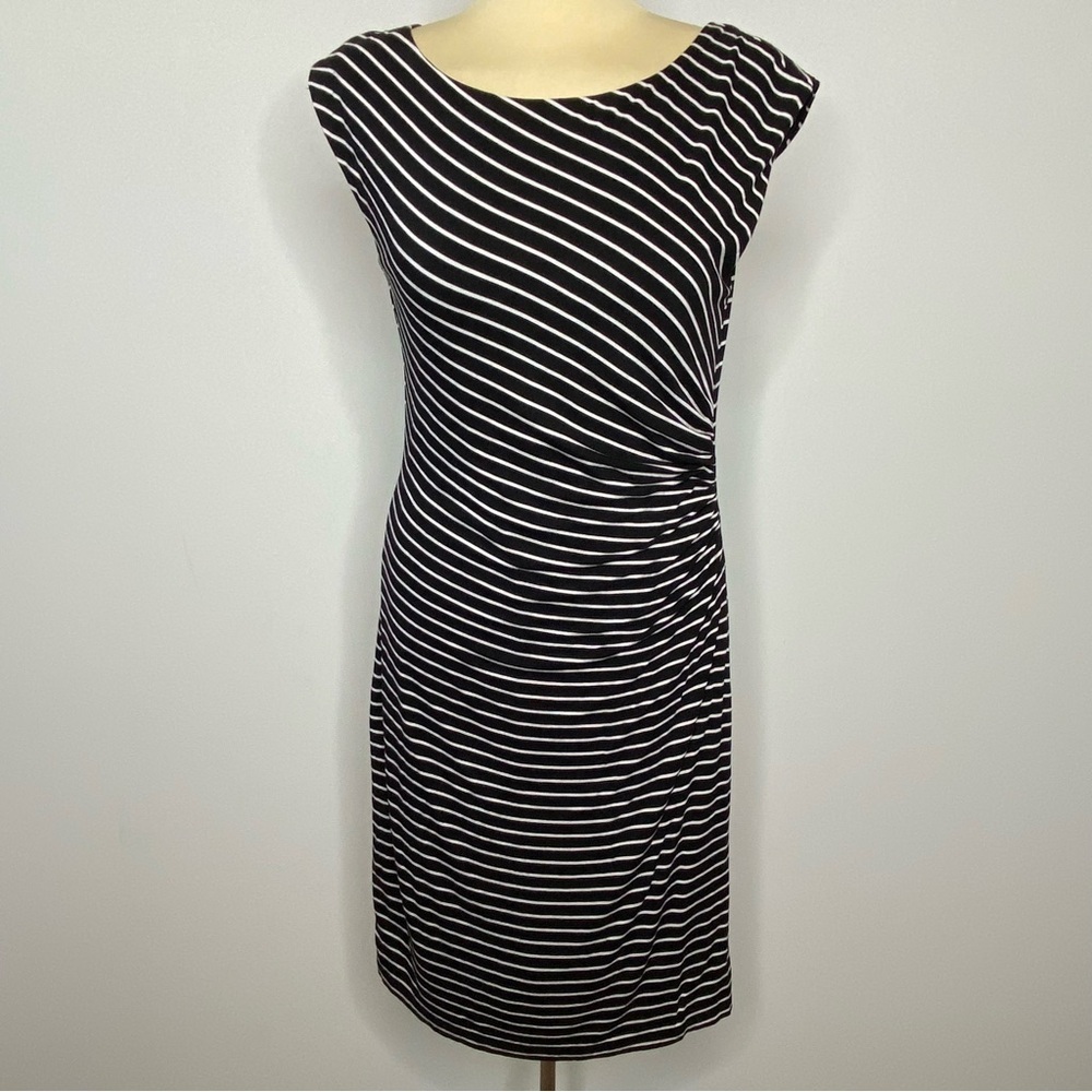 Loft Black and White Striped Dress